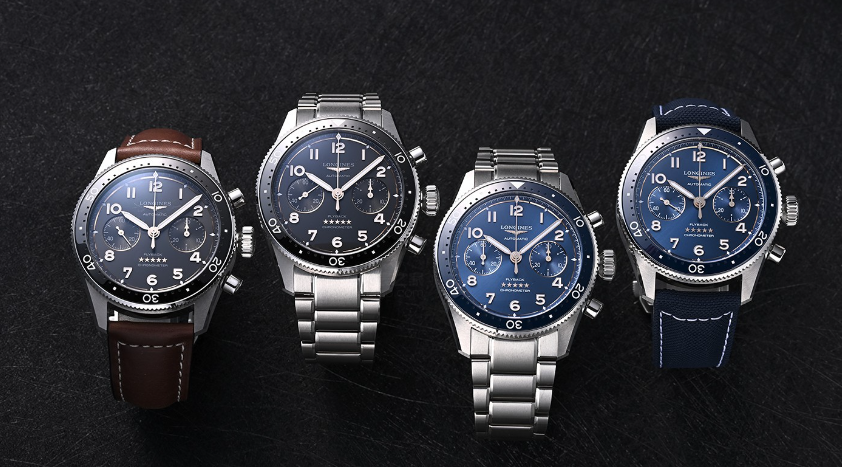 浪琴錶先行者繫列新款飛返計時腕錶有兩種盤面、三種錶帶