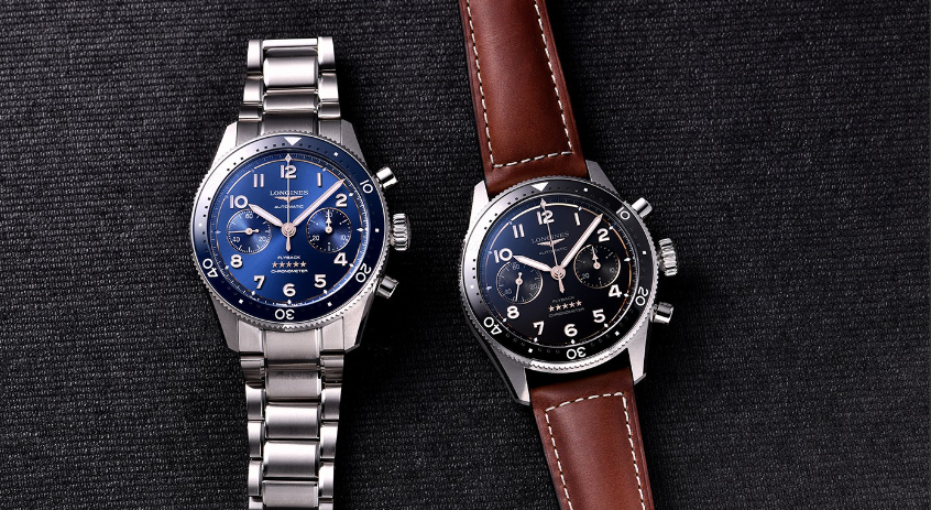 浪琴錶先行者繫列新款飛返計時腕錶有兩種盤面、三種錶帶